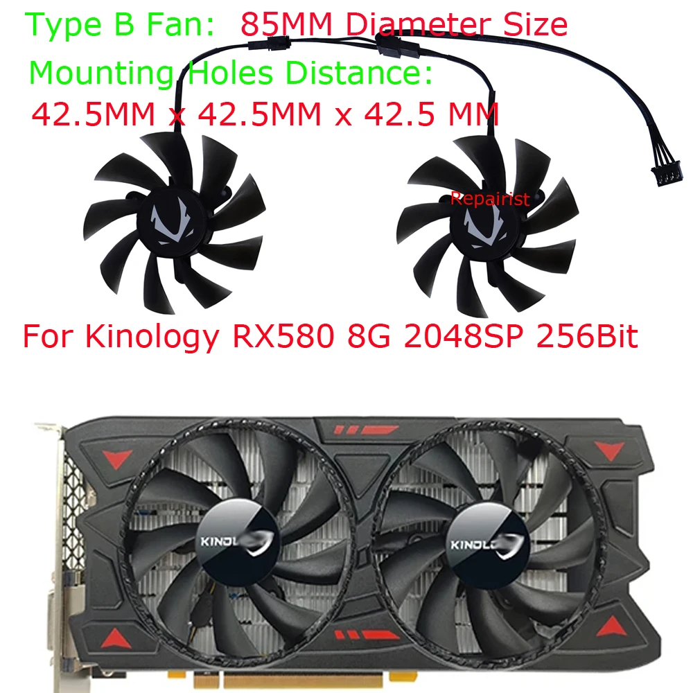 Rx 580 8Gb 2048Sp Gpu - 2 pz/set, XY-D09015B, dispositivo di raffreddamento